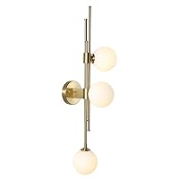 3-Light Globe Wall Sconces Mid Century Modern Glass Wall Light Fixtures Bathroom Vanity Lights with Snow White Glass Shade, Metal Wall Light for Bedroom Living Room (Opal White)