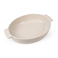 Peugeot - Appolia Oval Oven Dish - Ceramic Baker with Handles - Ecru, 13.5 x 10 x 3 inches