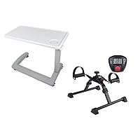 Vaunn Medical Bedroom Mobility Bundle - Overbed Bedside Table and Under Desk Bike Pedal Exerciser