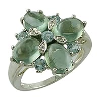 Certified Green Apatite Oval Shape Natural Earth Mined Gemstone 14K White Gold Ring Anniversary Jewelry for Women & Men