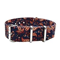 HNS 22mm Double Graphic Printed Vintage Paisley Nylon Watch Strap NT150