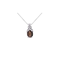 Rylos Necklaces For Women 14K White Gold - Diamond & Smoky Quartz Pendant Necklace With 18