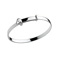 Girl's Jewelry - Sterling Silver Diamond Heart Adjustable Bangle Bracelet