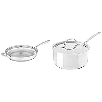Cuisinart Professional Stainless Skillet with Helper, 12-Inch & Saucepan w/Cover, Chef's-Classic Stainless Steel Cookware Collection, 3-Quart, 7193-20