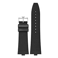 Quick Disassembly Fluororubber Watch Strap for Vacheron Constantin VC Series 4500V 5500V 7900V Convex Interface 7mm Watchband (Color : Black-Silver, Size : 24-7mm)