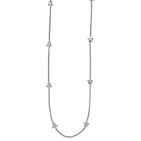 Stainless Steel Polished Stars Necklace 35 Inch Measures 8.77mm Wide Jewelry Gifts for Women