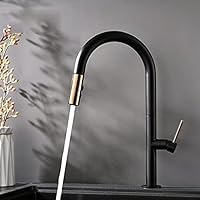 Water Bibcock Faucets,Kitchen Sink Tap for Bar Farmhouse Commercial, Matte Pull Out Faucet, Cold and Hot S, Single Handle Brass, Rotation Spray Mixer Water-Tap/Black and ROS