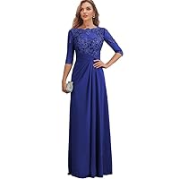 Mother of The Bride Dresses Long Chiffon Lace Wedding Guest Dresses for Women Ruched Formal Evening Gown Prom Dress