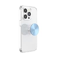 PopSockets Round Phone Grip Compatible with MagSafe, Adapter Ring for MagSafe Included, Phone Holder, Wireless Charging Compatible, Aluminium - Clear