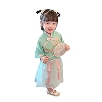 Girls' Super Fairy Hanfu Ru Skirts,Summer Children's Chinese Style Tang Costumes,Embroidered Streamer Hanfu Dresses.