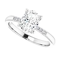 JEWELERYIUM 1 CT Oval Cut Colorless Moissanite Engagement Ring, Wedding/Bridal Ring Set, Halo Style, Solid Gold, Anniversary Bridal Jewelry, Precious Ring for Women/Her