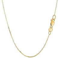 14K REAL Yellow or White SOLID Gold 0.70mm Thick Shiny Classic Box Chain with Lobster-Claw Clasp (16
