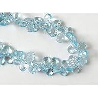 LKBEADS 1 Strand Natural Blue Topaz Faceted Pear, Original Blue Topaz Necklace, 7x10mm 8 Inch Long Long Code-HIGH-19189