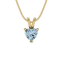 Clara Pucci 0.5 ct Heart Cut Genuine Blue Simulated Diamond Solitaire Pendant Necklace With 18
