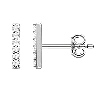 1ct Round Cut Cubic Zirconia Vertical Bar Drop Earring 14k White Gold Plated 925 Sterling silver For Women's.