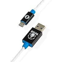 Numskull Official Call of Duty Warzone USB Cable Blue Flow LED Cable 5ft - Fast Charging Lead - Compatible with PS4 Controller, Samsung, HTC