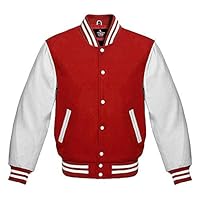Varsity jacket Baseball Letterman Bomber School Collage Premium Wool and Genuine White Leather Sleeves Jacket