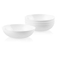 Corelle 4-Pc Meal Bowls Set, Service for 4, Durable and Eco-Friendly 9-1/4-Inch Glass Bowls, Compact Stack Bowl Set, Microwave and Dishwasher Safe, White, 46 Ounces