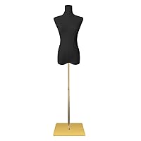 SHAREWIN Dress Form Mannequin for Sewing Female Black Linen Fabric Manikin Torso with Detachable Adjustable Height 50”-70” High Stability Metal Stand Slim Body Size 2