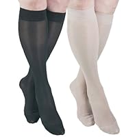 Sheer Graduated Compression Knee High Stockings 2 Pack (23-30 mmHg) H-180: Small Black/Nude