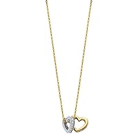 14ct Yellow Gold and White Gold CZ Cubic Zirconia Simulated Diamond Double Love Heart Necklace Jewelry for Women