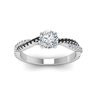 Choose Your Gemstone Twisted Vine Diamond CZ Ring Sterling Silver Plated Round Shape Side Stone Engagement Prong Setting Birthstone Ring for Womens & Girls Size US 4 to 12