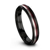 Tungsten Wedding Band Ring 4mm for Men Women Red Purple Grey Green Gunmetal Black Blue Center Line Brushed Polished