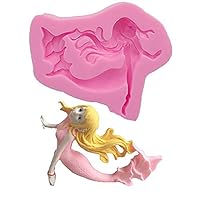 Cartoon Mermaid Princess Silicone Mold for Ocean Theme DIY Fondant Candy Making Chocolate Molds Lollipop Desserts Ice Cube Gum Clay Soap Biscuit Plaster Resin Cupcake Topper Cake Decor Moulds