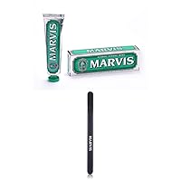 Marvis Classic Strong Mint Toothpaste, 3.8 oz and Medium Bristle Toothbrush