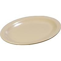 Carlisle FoodService Products Kingline Plastic Oval Platter Oval Tray for Home and Restaurant, Melamine, 12 x 9 Inches, Tan, (Pack of 12)