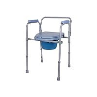 Monoprice Foldable 3‑in‑1 Bedside Commode Chair with Removable Bucket - Can be Used as a Raised Toilet, Adjustable Height, up to 300lbs Max Load, with a Trial 50 Pack Disposable Bags - SevaCare Series