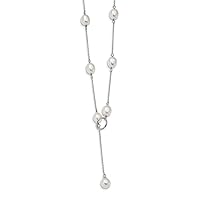 925 Sterling Silver Rh 7 8mm White Freshwater Cultured Pearl Toggle Necklace 19 Inch Jewelry for Women