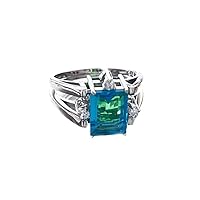 R2288 Contemporary Mt St Helens Green/Blue Helenite May Birthstone Flip Sterling Silver Ring