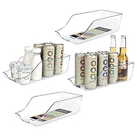 Soda Can Dispenser for Refrigerator Organizer Bins for Pantry Storage, Beverage Holder for Fridge, Kitchen Cabinet or Counter-top, 4 Pack, Clear