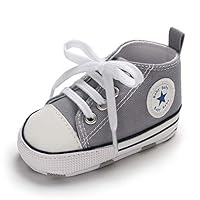 Baby Girls Boys Shoes Soft Anti-Slip Sole Newborn First Walkers Star Sneakers (Grey, us_Footwear_Size_System, Infant, Age_Range, Wide, 6_Months, 12_Months)