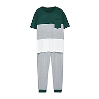 Men's 2 Pieces Of Matching Color Short Casual/Home Regular Large Size Pajamas Suit Short Sleeve Trousers