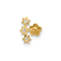 14k Gold 18 Gauge CZ Cubic Zirconia Simulated Diamond Stars Screw Back Cartilage Body Jewelry Measures 9mm Long Jewelry for Women