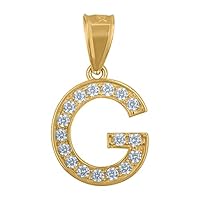 10k Yellow Gold Unisex CZ Cubic Zirconia Simulated Diamond G Alphabet Letter Name Personalized Monogram Initial Charm Pendant Necklace Jewelry for Women