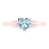 Clara Pucci 1.0 ct Heart Cut Solitaire Genuine Natural Light Blue Aquamarine Engagement Bridal Promise Anniversary Ring 14k Rose Gold