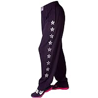 Style 500 Black Baggy Pants with Silver Stars Graphic on Leg