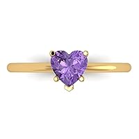 Clara Pucci 1.0 carat Heart Cut Solitaire Simulated Alexandrite 5-Prong Proposal Wedding Bridal Anniversary Ring 18K Yellow Gold