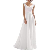 FANGHEIA V-Neck Lace Applique Wedding Dress Sleeveless Long Chiffon Boho Beach Wedding Gowns A-line Bridal Evening Dresses N-White