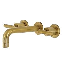 Kingston Brass KS8127CML Manhattan 2-Handle 8 in. Wall Mount Bathroom Faucet, Brushed Brass