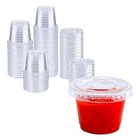 TashiBox 400 Sets - 1 oz Portion Cups with Lids, Disposable Plastic Cups for Sauce,Portion Control, Salad Dressing, & Medicine, Small Plastic Condiment Container