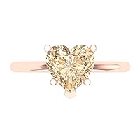 Clara Pucci 1.95ct Heart Cut Solitaire Designer Genuine Natural Morganite 5-Prong Classic Statement Ring Solid 14k Rose Gold for Women