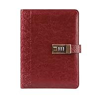 A5 Password Notebook Vintage Spiral Binder Leather Diary Notebook With Combination Lock TPN088 (Reddish Brown)