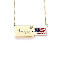 Air Brushing Stars And Stripes America Flag Letter Envelope Necklace Pendant Jewelry