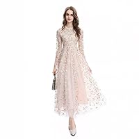 Women's Slim Sheath Formal Gowns and Evening Dresses(Petite and Regular), Black/Pink Mesh Embroidery Floral Elegant