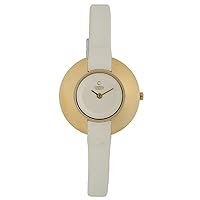 Obaku Women's V135LGIRW Gold Titanium Coated White Leather Watch