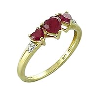 Carillon Ruby Gf Heart Shape 5MM Natural Non-Treated Gemstone 925 Sterling Silver Ring Gift Jewelry (Yellow Gold Plated) for Women & Men